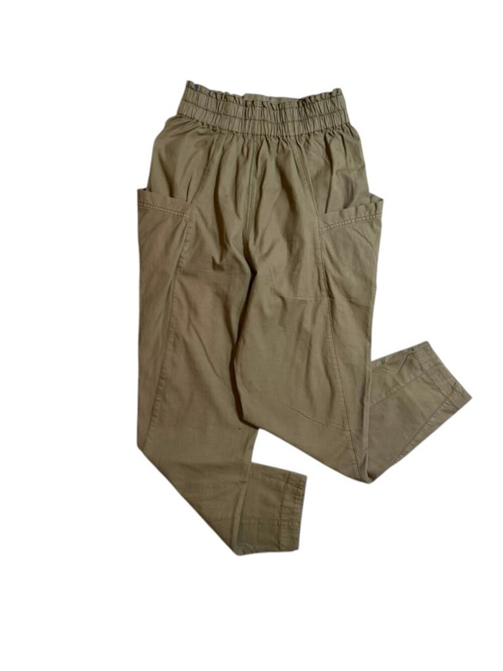 Free People Women's Jogger Pants Small Beige Utility Cargo High Rise Ankle.